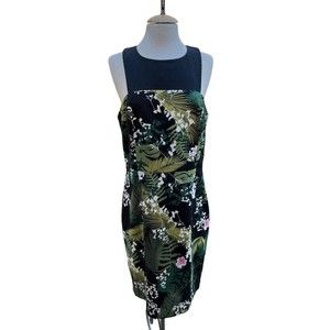 Adrianna Papell Leaves All over Print Classy Sleeveless Designer Dress Size 12